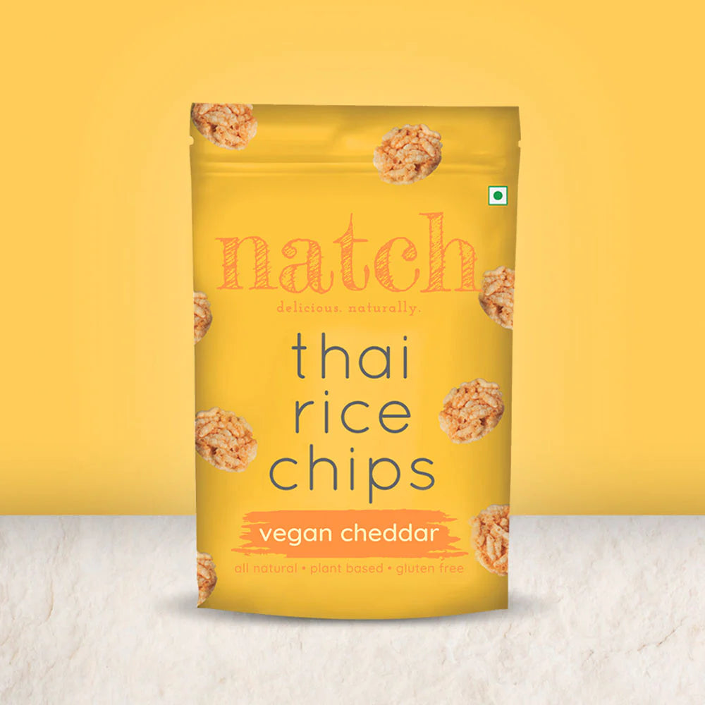 Chips | Thai Rice Chips (Vegan Cheddar) – All Natural – Vegan, Gluten Free, Trans Fat Free, Non GMO &amp;amp; No Added Artificial Flavor – natch – 100gm