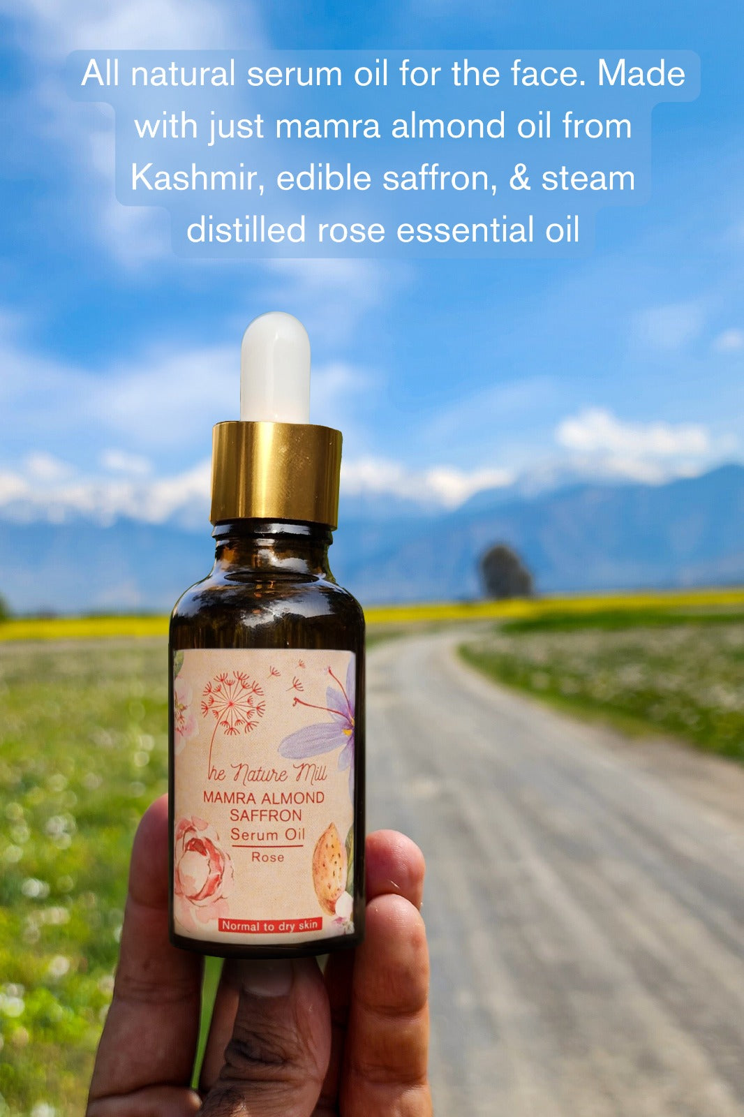 Serum Oil | Mamra Almond Saffron Serum Oil (Lotus) - The Nature Mill - 30ml