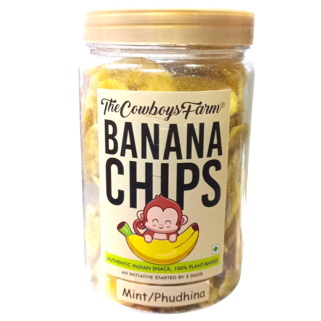 Banana Chips | (Mint/Phudhina) - 100% Plant Based - No Onion, No Garlic &amp; No Added Preservatives - The Cow Boys Farm – 160gm