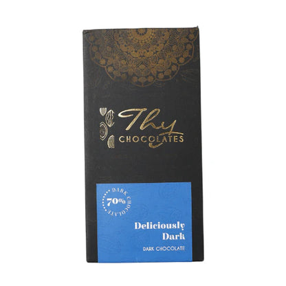Dark Chocolate | Deliciously 70% Dark Chocolate (Sweetened With Brown Sugar) - Bean To Bar - No Additives, Colours &amp; No Added Preservatives - Thy Chocolates - 50gm