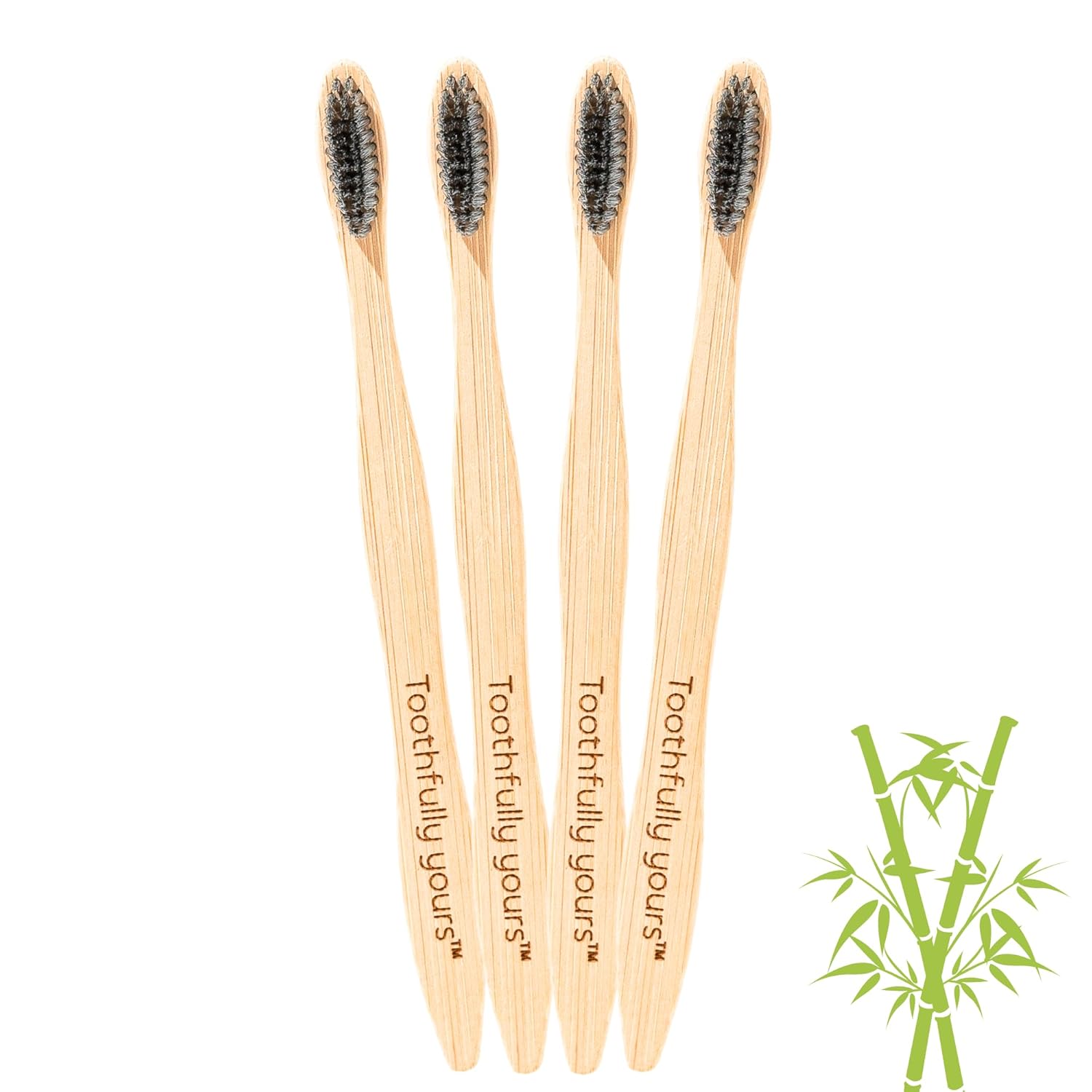 Toothbrush | Bamboo Toothbrush - Deep Cleans Teeth - Tough On Stains - Soft On Gums - Eco Friendly - Vegan - Toothfully Yours - Pack Of 4 Pack of 4 Adult Toothbrushes