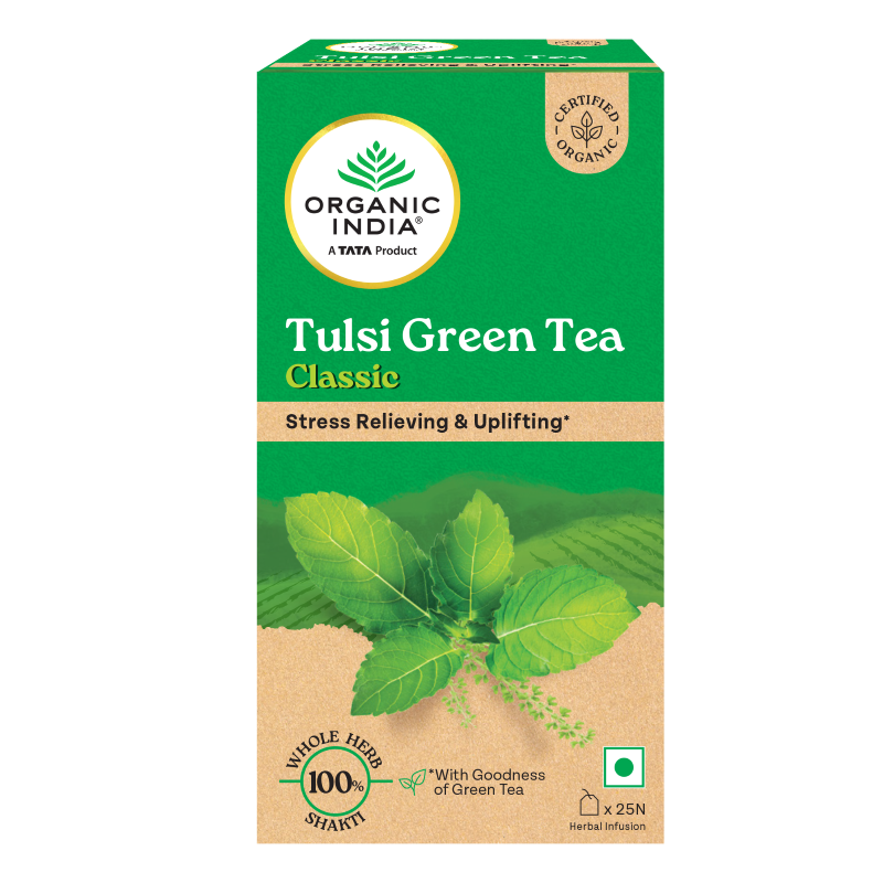 Tulsi Green Tea - Classic – Certified Organic - Stress Relieving & Uplifting - Organic India – 100gm