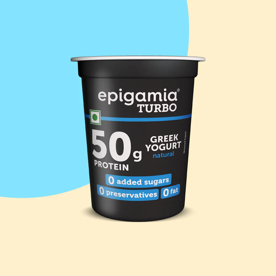 Yogurt | Turbo - Protein Yogurt - 50gm Protein - Natural - Fat Free, No Added Sugar &amp;amp; No Added Preservatives - Epigamia - 460gm