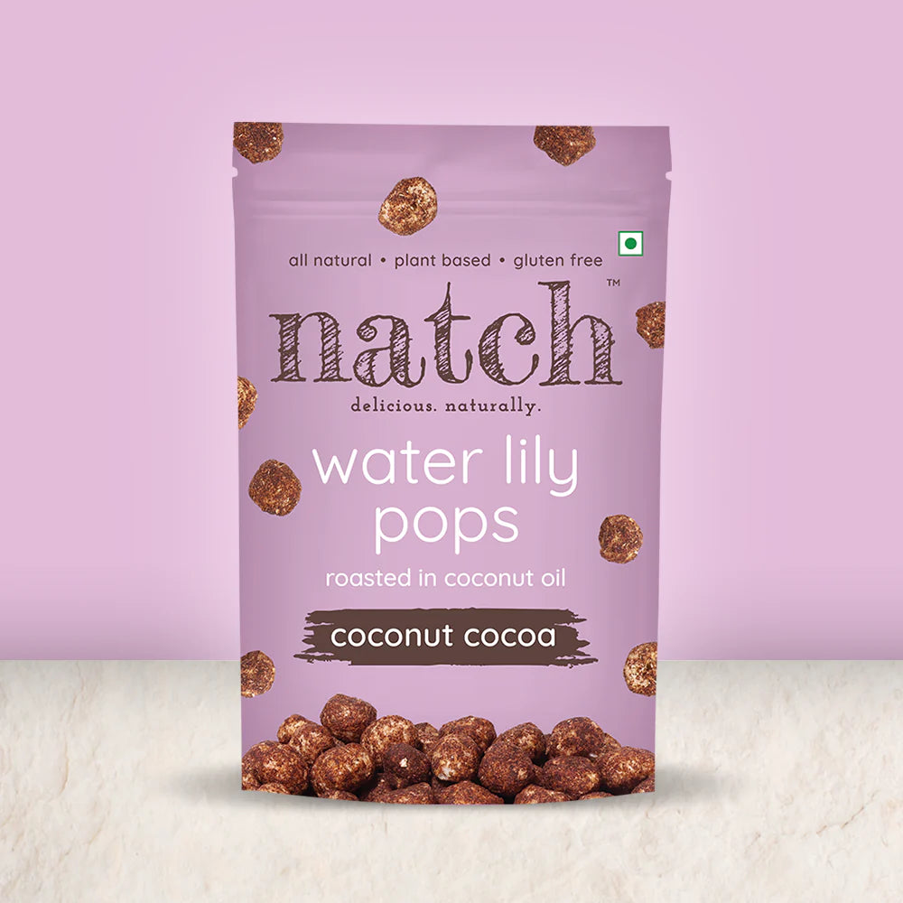 Pops | Water Lily Pops - Roasted in Coconut Oil (Coconut Cocoa) - All Natural – Vegan, Gluten Free, Trans Fat Free, Non GMO &amp; No Added Artificial Flavor – natch – 45gm