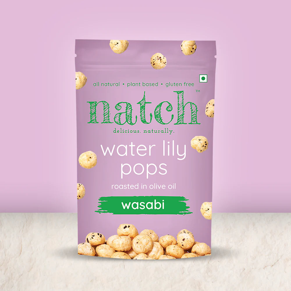 Pops | Water Lily Pops - Roasted in Olive Oil (Wasabi) - All Natural – Vegan, Gluten Free, Trans Fat Free, Non GMO &amp; No Added Artificial Flavor – natch – 45gm