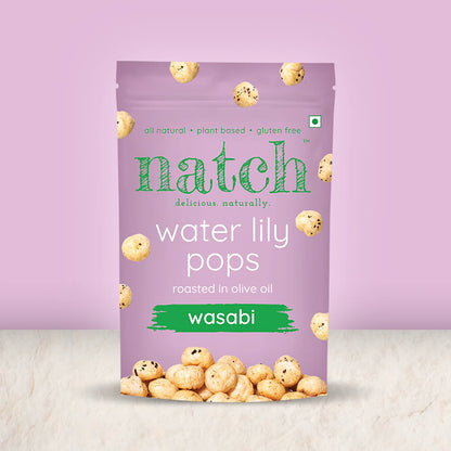 Pops | Water Lily Pops - Roasted in Olive Oil (Wasabi) - All Natural – Vegan, Gluten Free, Trans Fat Free, Non GMO &amp; No Added Artificial Flavor – natch – 45gm