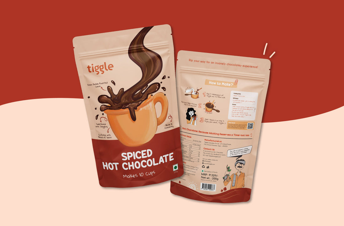 Chocolate Mix | Spiced Hot Chocolate Mix - Vegan, Gluten Free &amp; Chemical Free - Tiggle - Make 10 Cups - 200gm