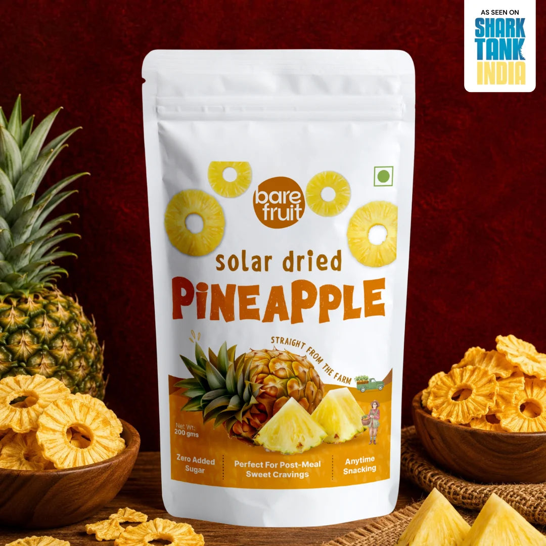 Fruit Bites | Solar (Pineapple) - 1 00% Real Fruits - Zero Added Sugar, No Added Sugar, &amp;amp; No Added Preservatives - Bare Fruit - 200gm