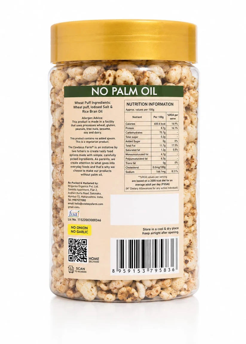 Wheat Puffs (Light &amp; Crunchy)  – No Palm Oil ,No Preservative Free &amp; Chemical Free – The Cow Boys Farm – 90 gm