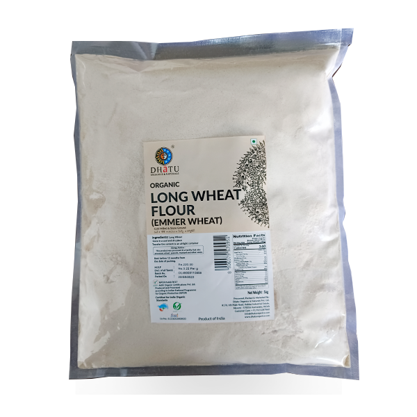 Organic Long Wheat (Emmer Wheat) Flour - Dhatu Organic - 1000gm