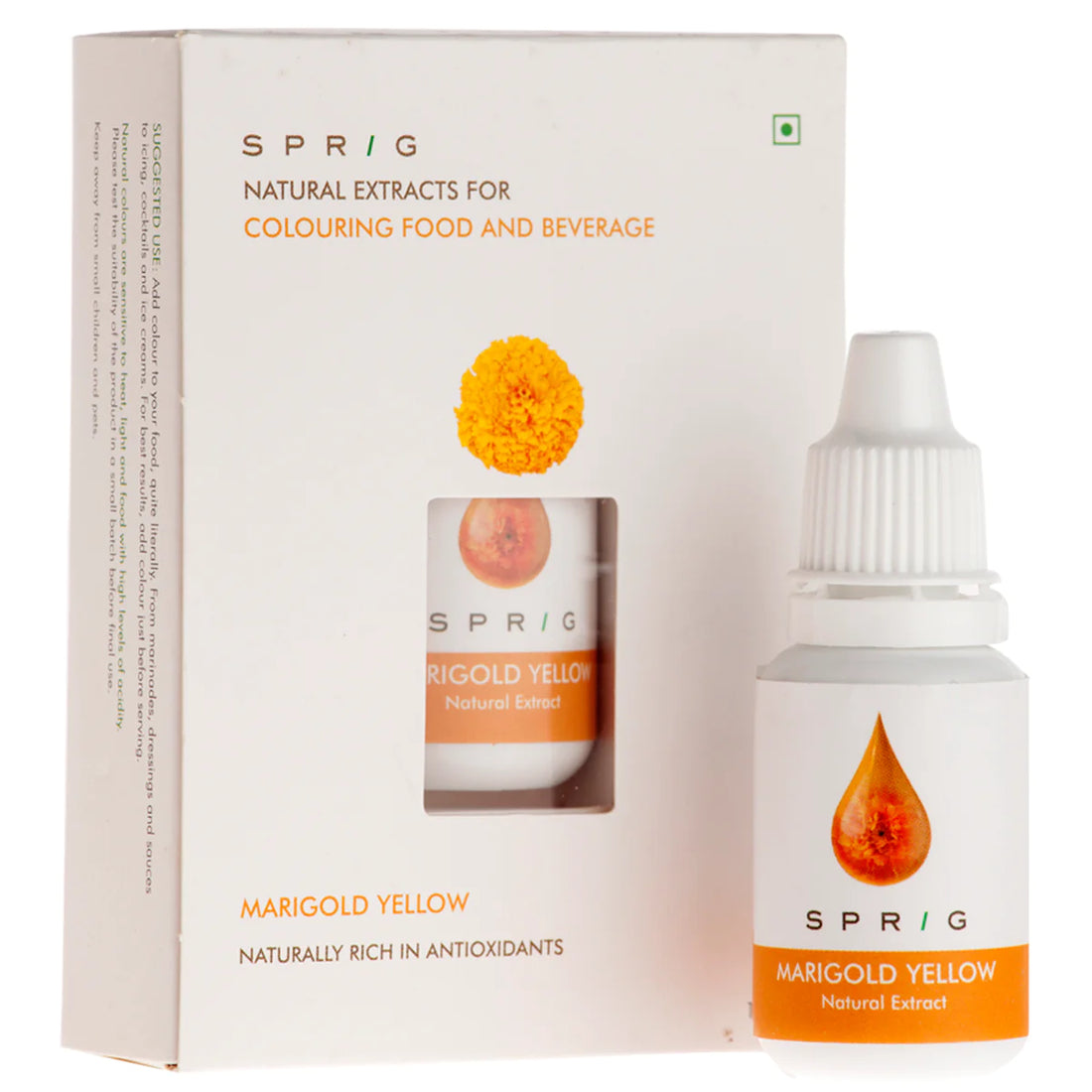 Natural Extracts for Colouring Food and Beverage - Marigold Yellow - Sprig - 15ml