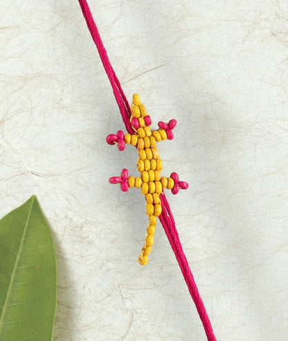 Rakhi | Yellow Chhipkali Rakhi (lizard Rakhi)– Handcrafted – Eco Friendly – Nature’s Soul - Single Piece