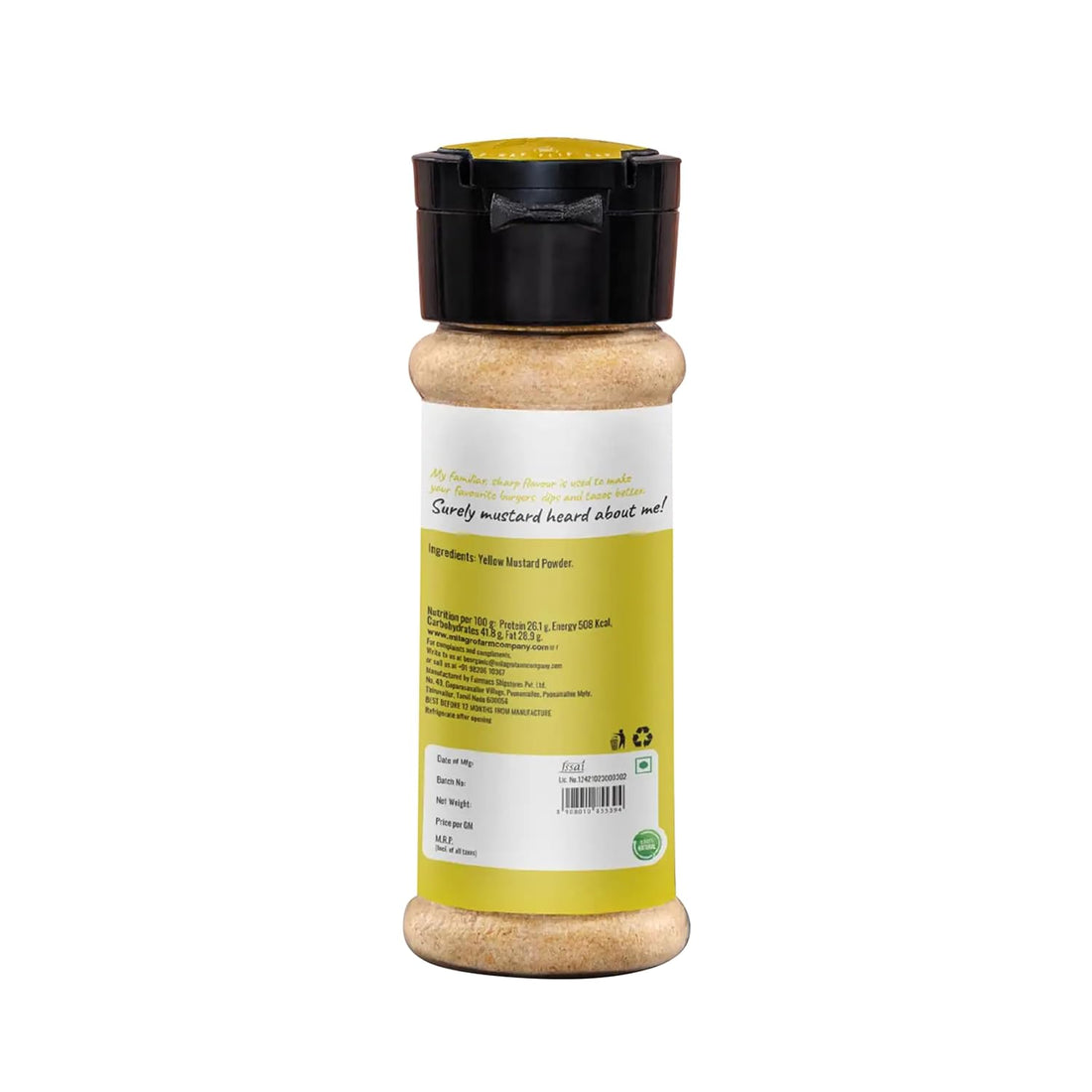 Mustard  Powder | Yellow Mustard Powder - For Flavourful And Healthy Meals - Organic - Milagro Farm Co. – 50gm