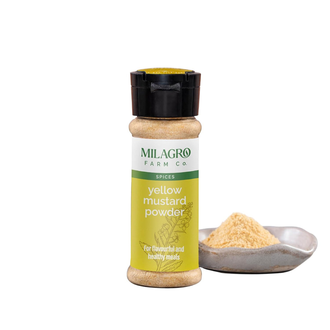 Mustard  Powder | Yellow Mustard Powder - For Flavourful And Healthy Meals - Organic - Milagro Farm Co. – 50gm