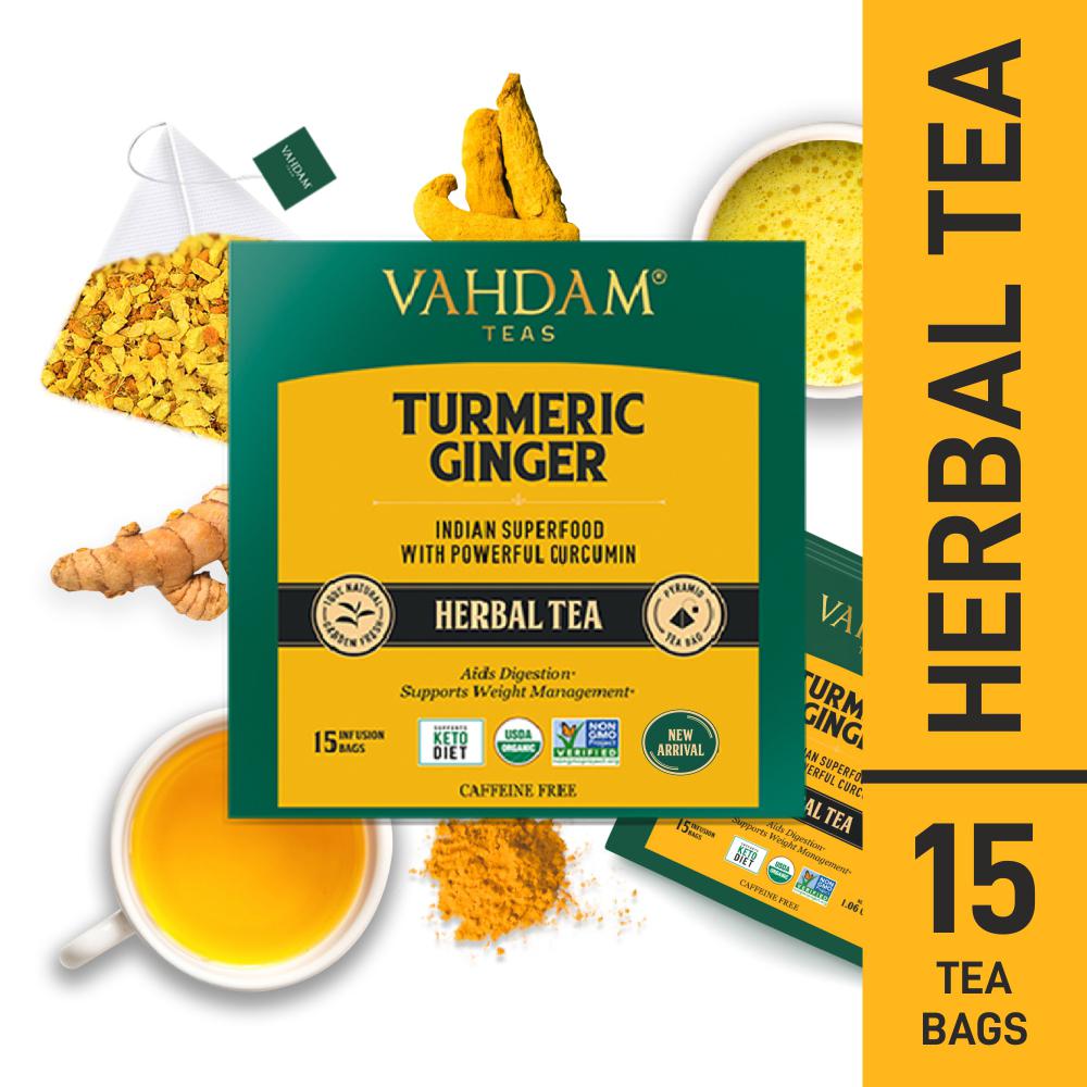 Buy Vahdam Organic Turmeric Ginger Herbal Tea Bags  Unique Flavour Online  at Best Price of Rs 15920  bigbasket