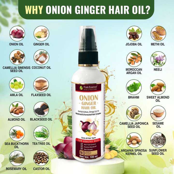 Onion Ginger Hair Oil – Natural – Indian – Cruelty Free, Paraben Free &  Mineral Oil Free – Pure Nutrition – 100ml – Nature's Soul