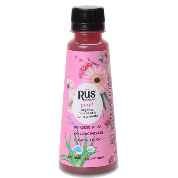 Pearl Juice – Aloe Vera & Pomegranate Juice – Cold Pressed – USDA Organic – Indian – No Added Sugar – Rus Organic – 200ml