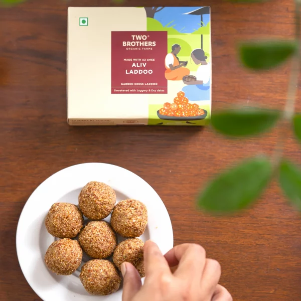 Aliv Laddoo (Garden Cress) - Made With A2 Ghee - Sweetened With Jaggery & Dry Fruit - Natural - Indian - Sugar Free - Two Brothers – 250gm