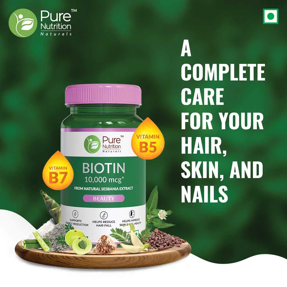 Biotin | Hair & Skin – 10,000 mcg – Pure Nutrition – 60 tablets – Nature's  Soul