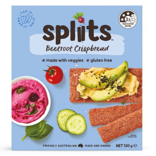 Beetroot Crispbread Spliits (Made With Veggies) - Australian – Vegan, Gluten Free & 98% Fat Free & No Added Sugar.- Orgran – 130gm