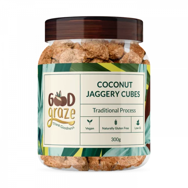 Jaggery Coconut (Cubes) - Traditional Process - Natural - Vegan, Gluten Free, Low Gi, No Added Preservatives - Good Graze - 300gm