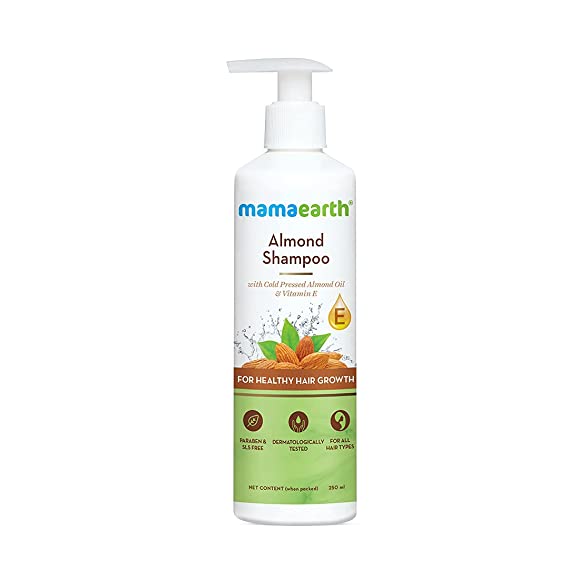 Shampoo Almond (Almond Oil And Vitamin E For Healthy Hair Growth) - Natural - Crutely Free, Paraben Free & Toxin Free - Mama Earth - 250ml