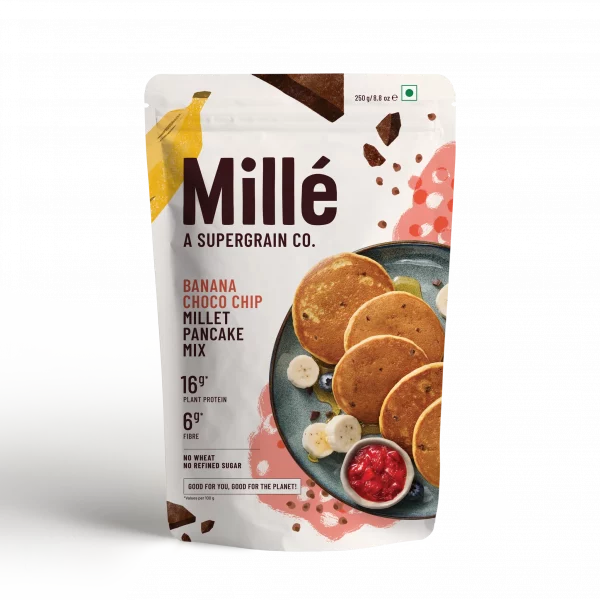 Banana Choco Chip Pancake Mix No Atta, No Maida & No Refined Sugar - Mille' - 250gm
