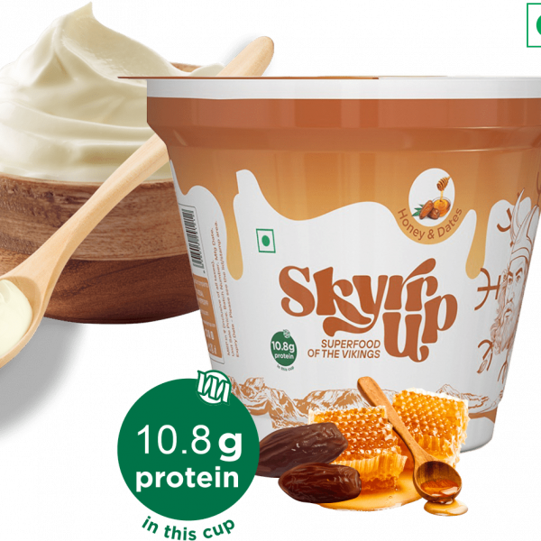 Yogurt Honey & Dates (Made From A2 Milk) - 10.8gm High Protein, Fat Free & Lactose Free - Skyrrup
