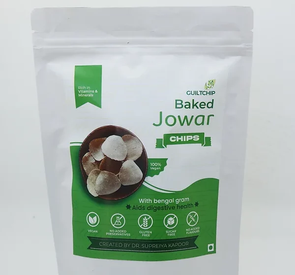 Jowar ChipsBaked (With Bengal Gram) - Rich In Vitamins & Minerals - Vegan, Gluten Free, No Added Preservatives & No Added Flavor - Guiltchip - 115gm